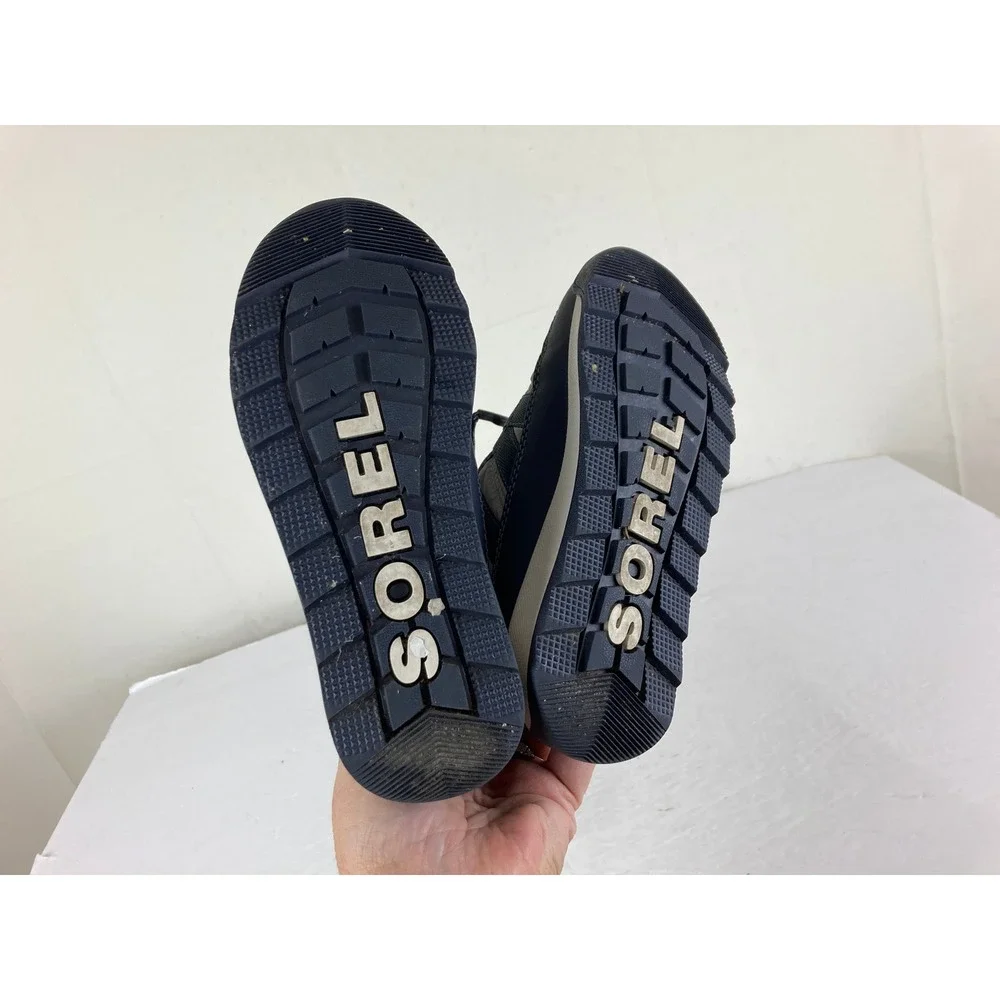 Sorel Kids Boys Girls Sz 13 Gray Navy Blue Waterproof Insulated Snow Boots